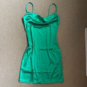 Green Satin Slip Dress - Homecoming